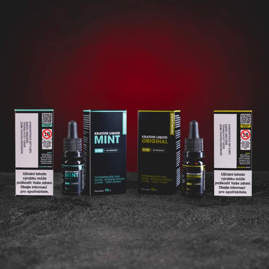 Tekutý extrakt kratom liquid 95 procent extrakt original mitragynin 20ml větší balení dávkování dosage