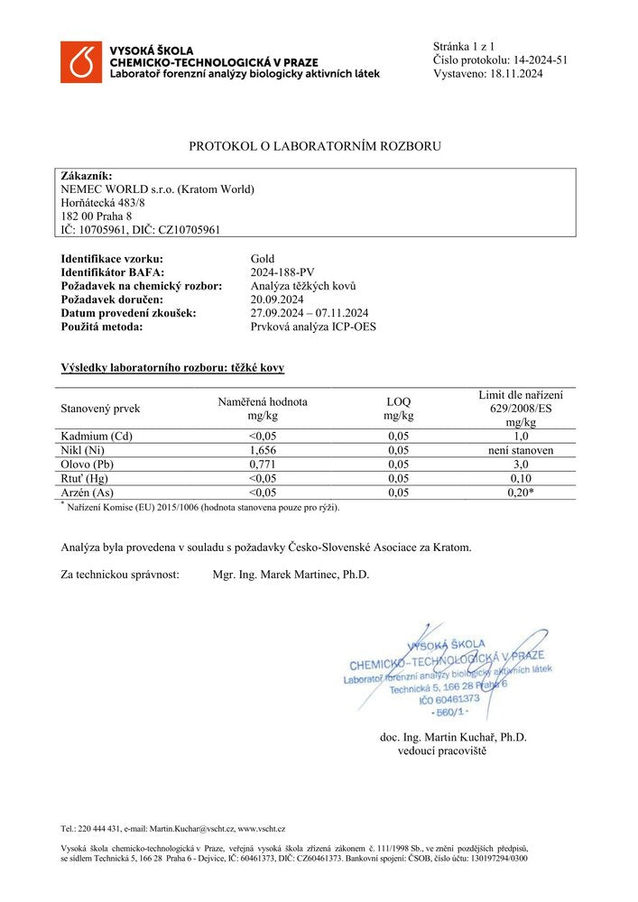 kratom world laboratorní testy kratomu testy na těžké kovy prodej kratom world test laboratorní mitragynine gold kratom