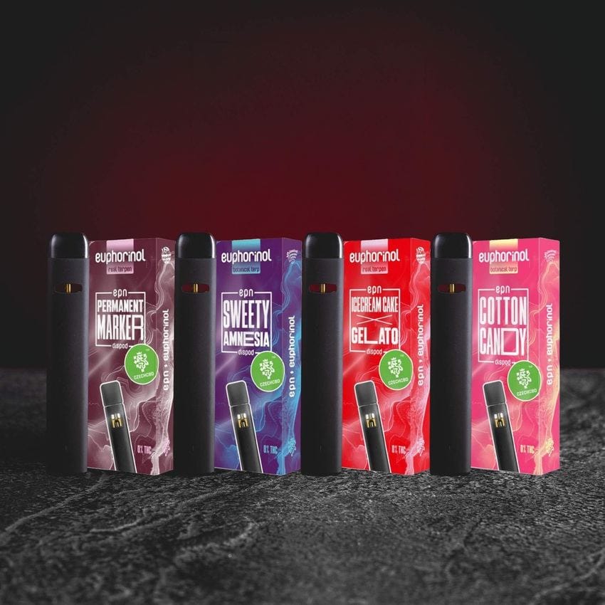 EPN Dispod 0,5ml set všech variant Permanent Marker, Ice Cream Cake Gelato, Cotton Candy a Sweety Amnesia, polosyntetický kanabinoid EPN z USA, euforické a povzbuzující profily, kompletní nabídka Kratom World