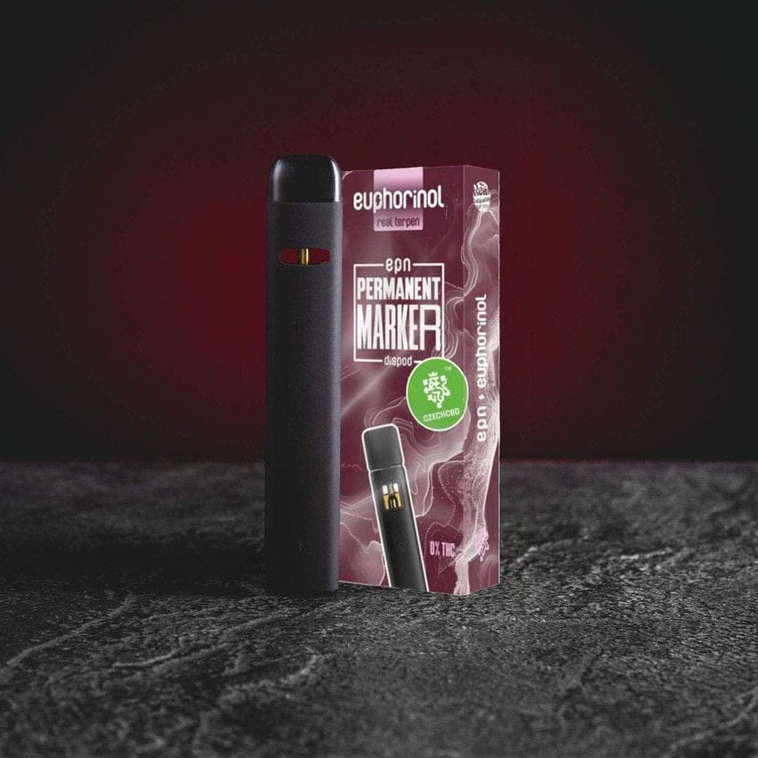 prémiový EPN Dispod 0,5ml s polosyntetickým kanabinoidem EPN, inspirovaný výrazným strainovým profilem Permanent Marker, euforický a povzbuzující charakter bez sedativních účinků, moderní jednorázový vape Kratom World