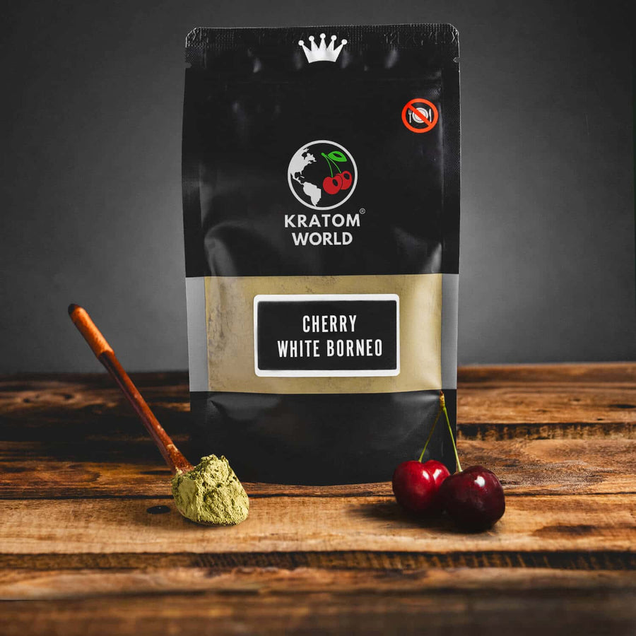 Kratom World Cherry White Borneo Ochucený Ovocný Kratom Bílý třešeň višeň