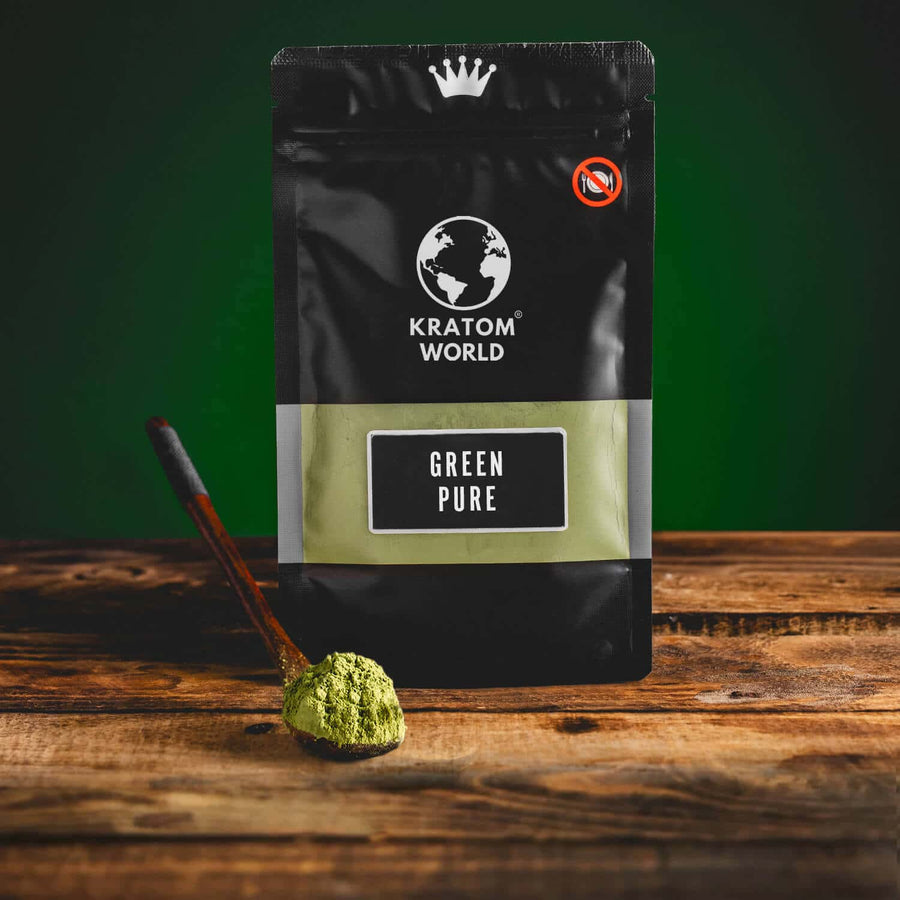 Kratom World Green Pure prášek čistý zelený pure lžička