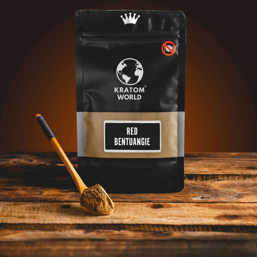 Kratom World Red Bentuangie prášek červený bentuangie kratom Praha lžička