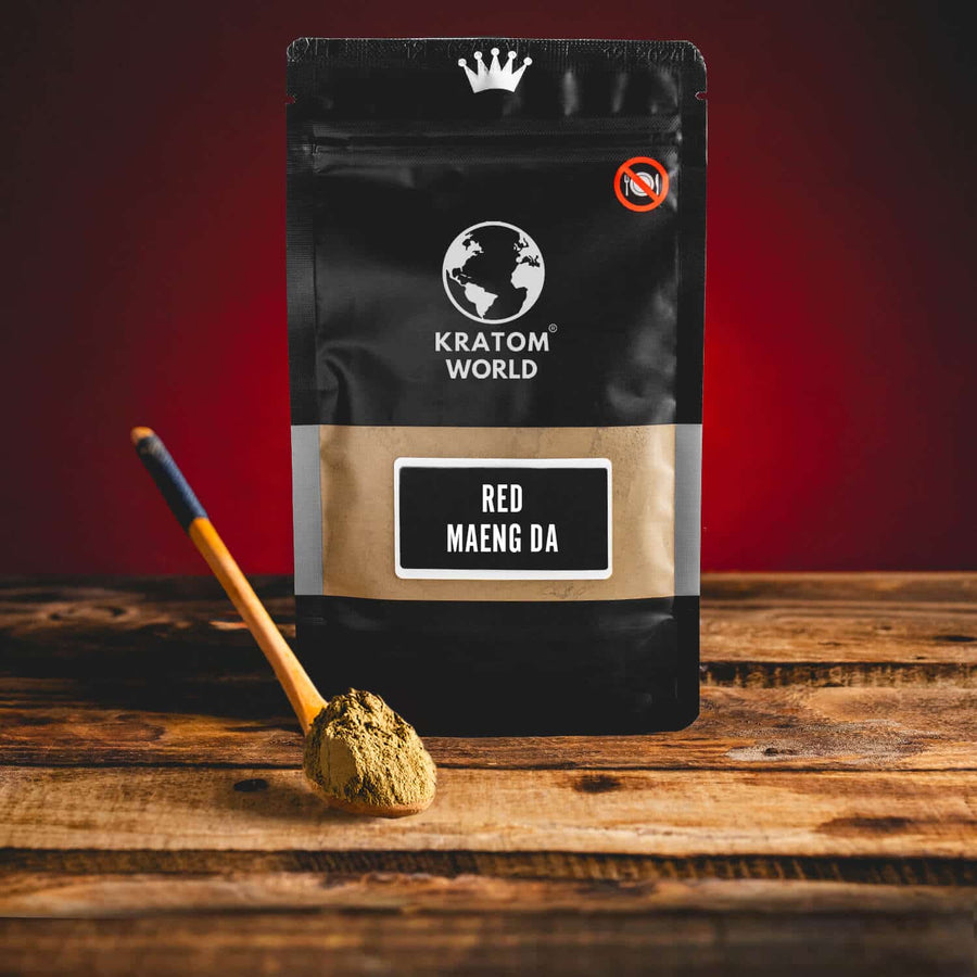 Kratom World Red Maeng Da prášek červený maeng da lžička