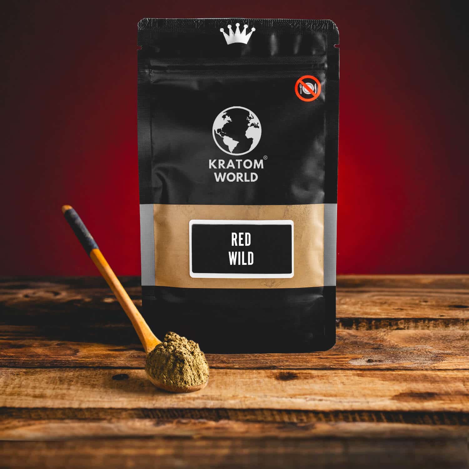 Kratom World Red Wild prášek červený wild lžička