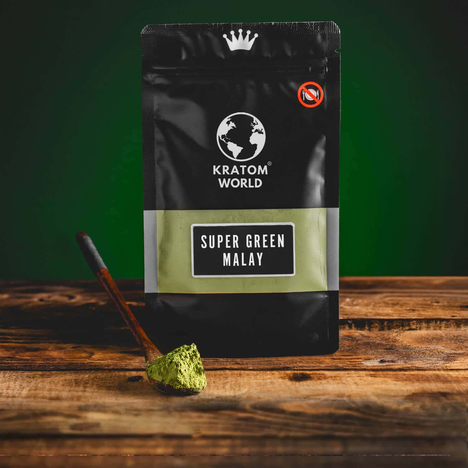 Kratom World Super Green Malay prášek zelený super green malay lžička