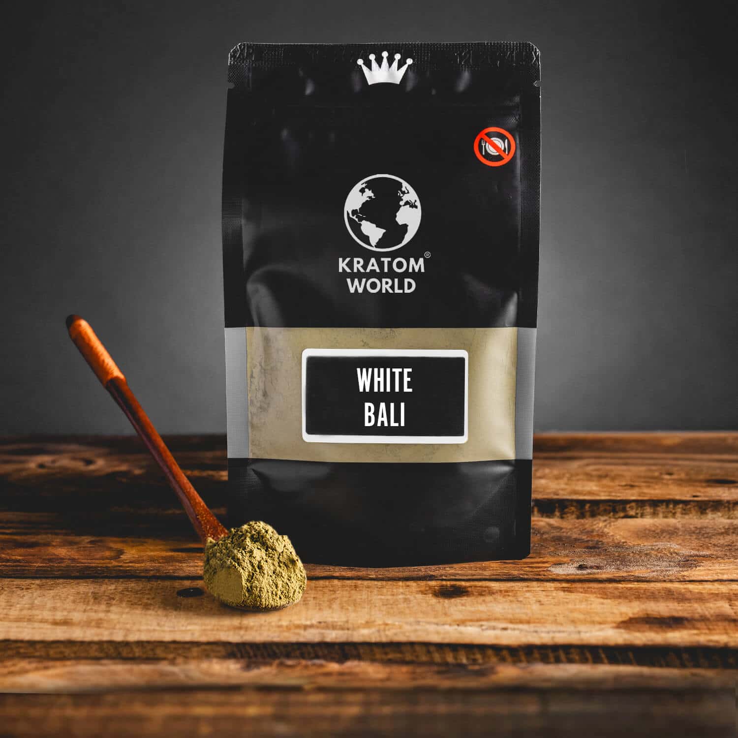 Kratom World White Bali prášek bílý bali lžička